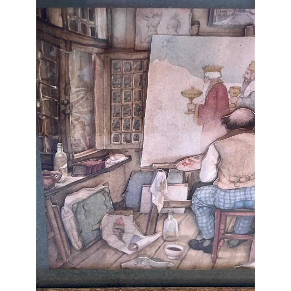 Anton Pieck 3D Framed Diorama Art Three Wisemen Layered Art Vintage